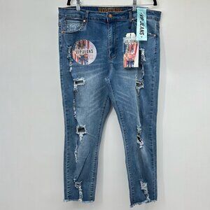 VIP Jeans Women's Destructed Collection Sculpting Stretch Denim Jeans Size 22